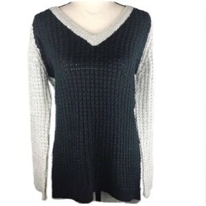 Rue21 Cable Knit Colorblock Sweater Multi Color V Neck Size L Long High Low